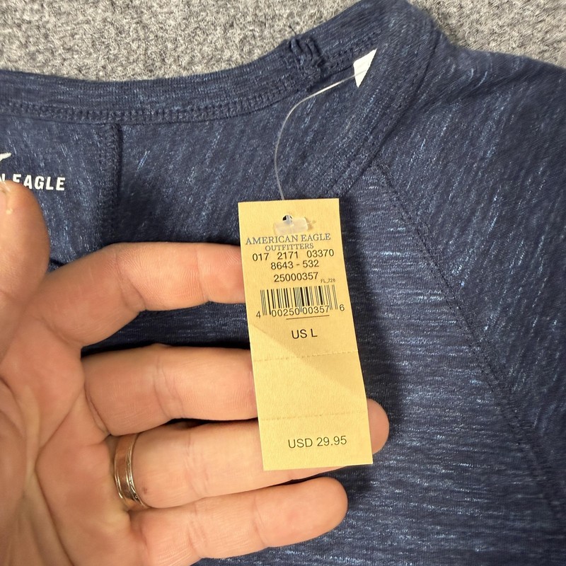 American Eagle Outfitters Shirt Mens Large Blue Raglan Long Sleeve Active Flex gallery