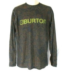 Burton Snowboard Ski Shirt Spell Out Gray Small Pull On Long Sleeve Mens CBY19