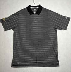 adidas climate men’s Short Sleeve polo shirt Black W/White Stripes Size XL