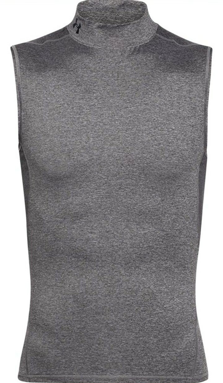 Under Armour Men's HeatGear Compression Sleeveless Mock, Carbon Heather, Small gallery