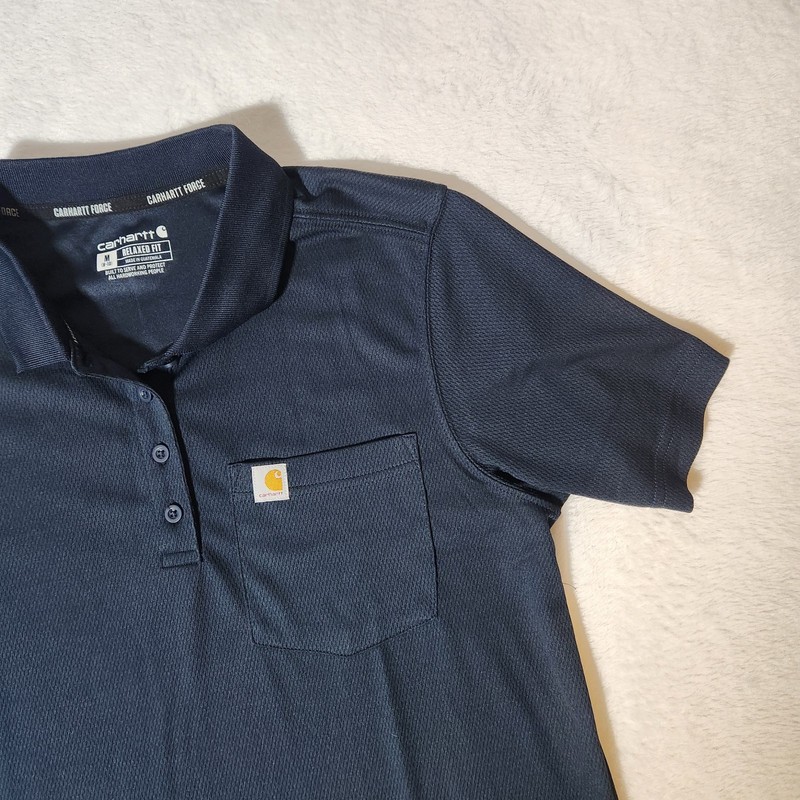 Carhart Force Women’s Navy Relaxed Fit Pocket Polo T-Shirt Blue Medium 8-10 gallery
