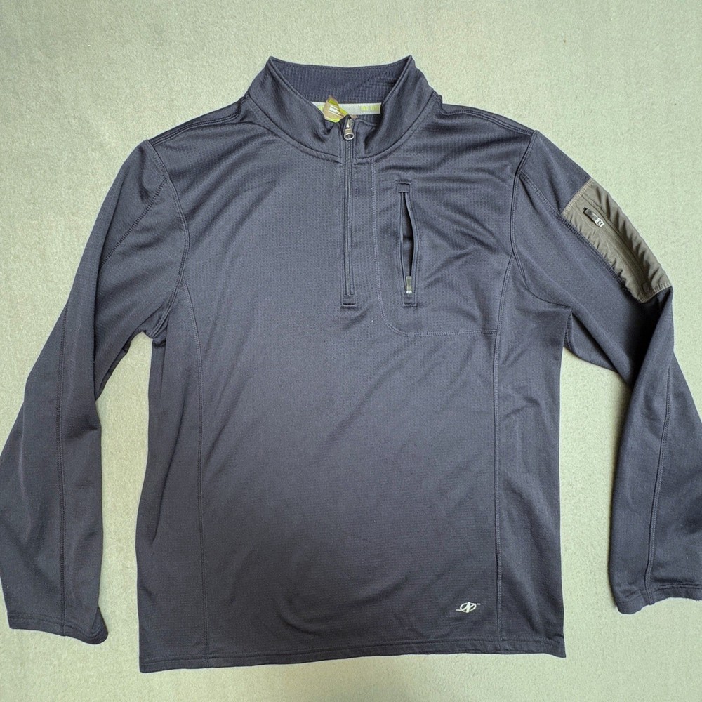 NordicTrack NT Dri Mens Medium Gray Quarter Zip Pullover Athletic Shirt Pocket