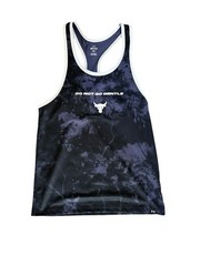Under Armour Project Rock Mesh Printed Tank Black/Steel/White Men S Small NEW