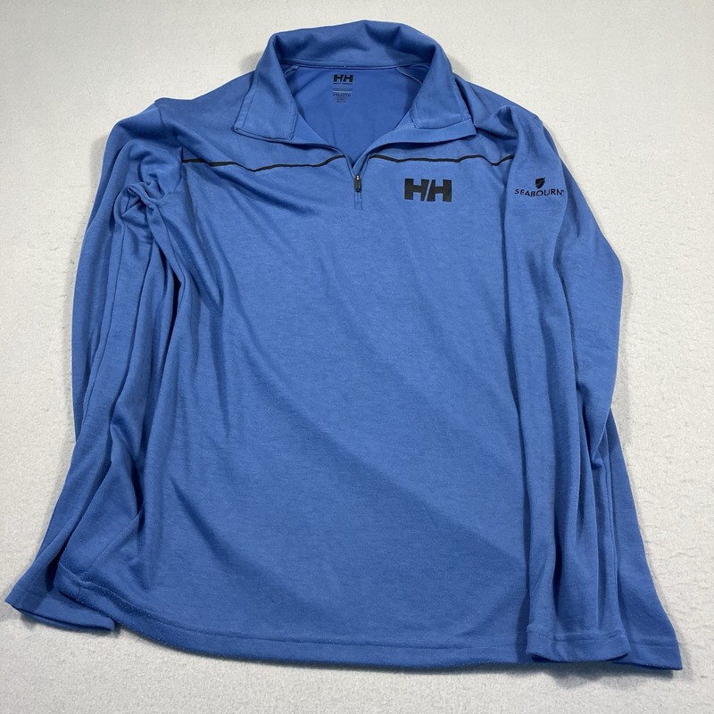 Helly Hansen 1/4 Zip Pullover Men’s 2XL Blue Outdoors Seabourn Logo On Sleeve LS gallery