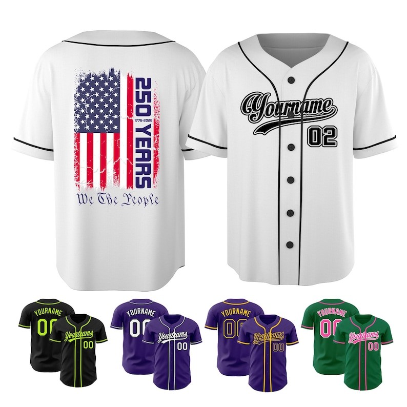 America 250th Anniversary Baseball Jersey Patriotic