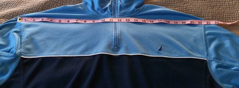 Men's Nautica 1/4 Zip Long Sleeve Athletic Pullover Blue Color Block Size Large gallery