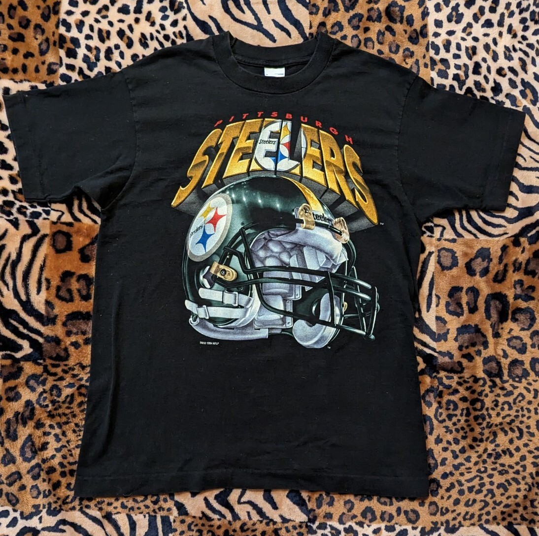 Vtg 90s 1994 Pittsburgh Steelers Helmet T Shirt mens USA Made Salem M #107 gallery