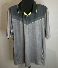 NIKE Golf Tour Performance Dri-Fit XL Striped Polo Shirt Gray, Black, Yellow SS
