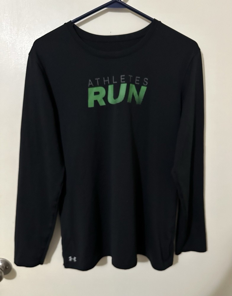 Under Armour Heat Gear Shirt Men XL Black Pit To Pit 22in. & L 26.5 In.