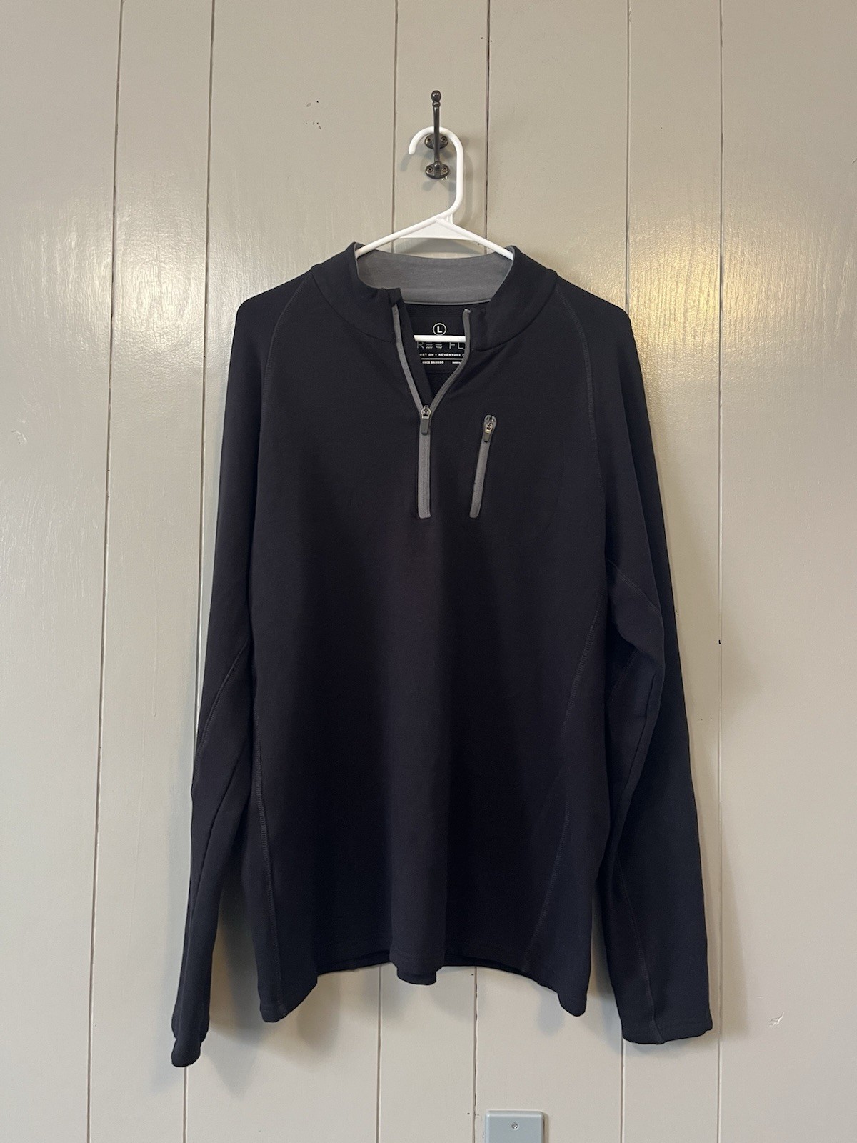 Free Fly Pullover Men’s L Black Performance Bamboo Fleece 1/4 Zip Golf Fishing gallery