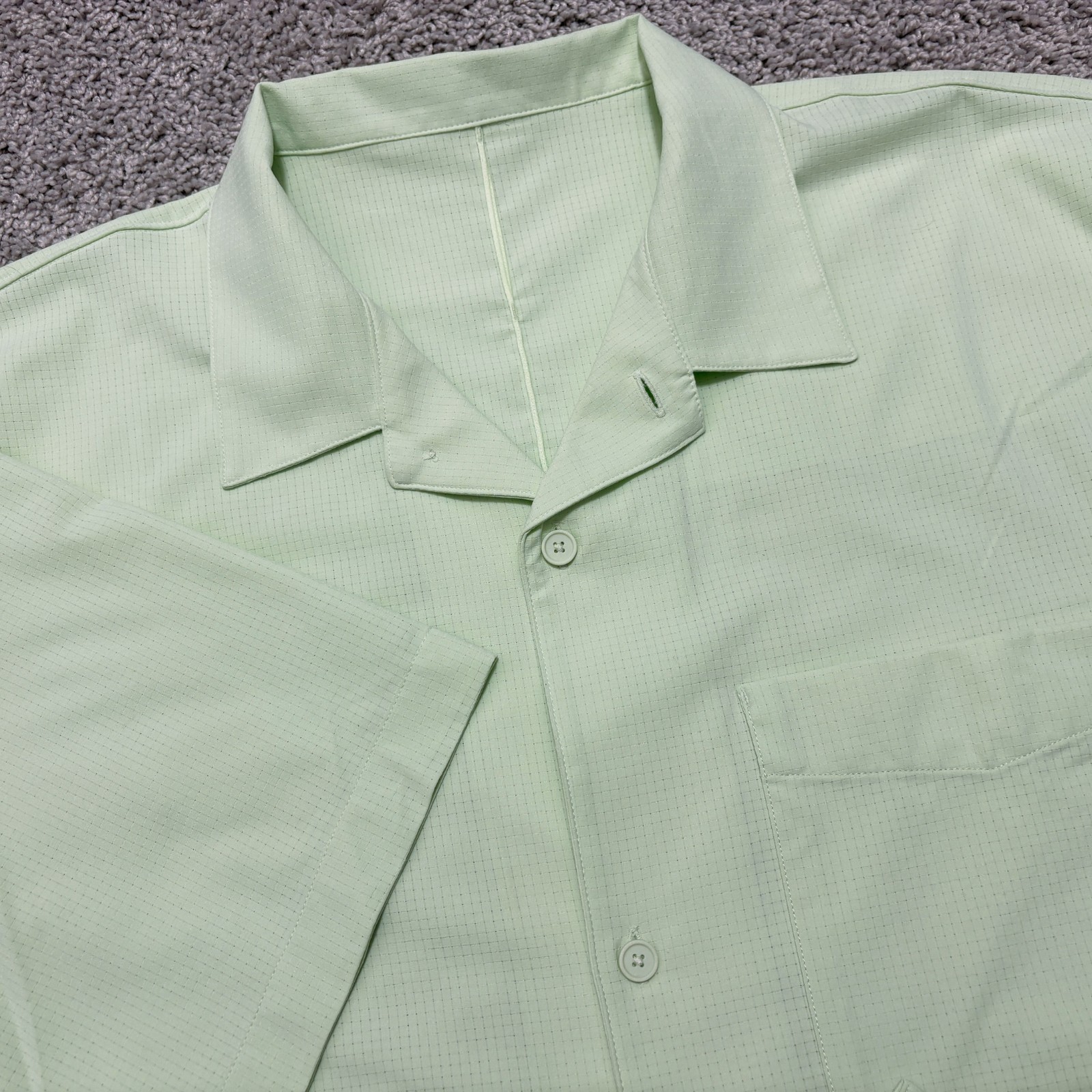 Lululemon Airing Easy Camp Collar Shirt Pocket Short Sleeve Light Green Men XXL? gallery