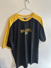 Pierim Mens Brasil Shirt Black and Yellow Size XL