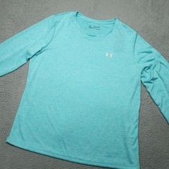 Under Armour Activewear Top Mens 2XL Mint Green Round Neck Logo Long Sleeve NWT