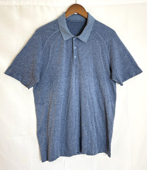 Lululemon Metal Vent Tech Men’s Large Blue Live In Practice S/S Polo Shirt