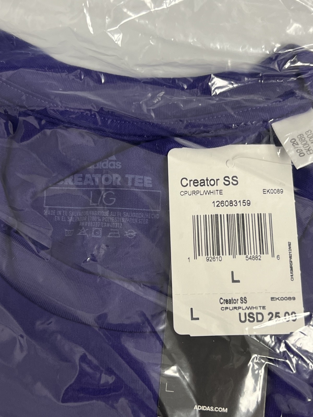 Adidas - Creator - Men's Short Sleeve T-Shirt - Purple - Large - EK0089 gallery