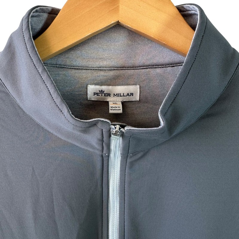 Peter Millar Gray Performance 1/4 Zip Golf Pullover Men's Size XL PNC Embroidery gallery