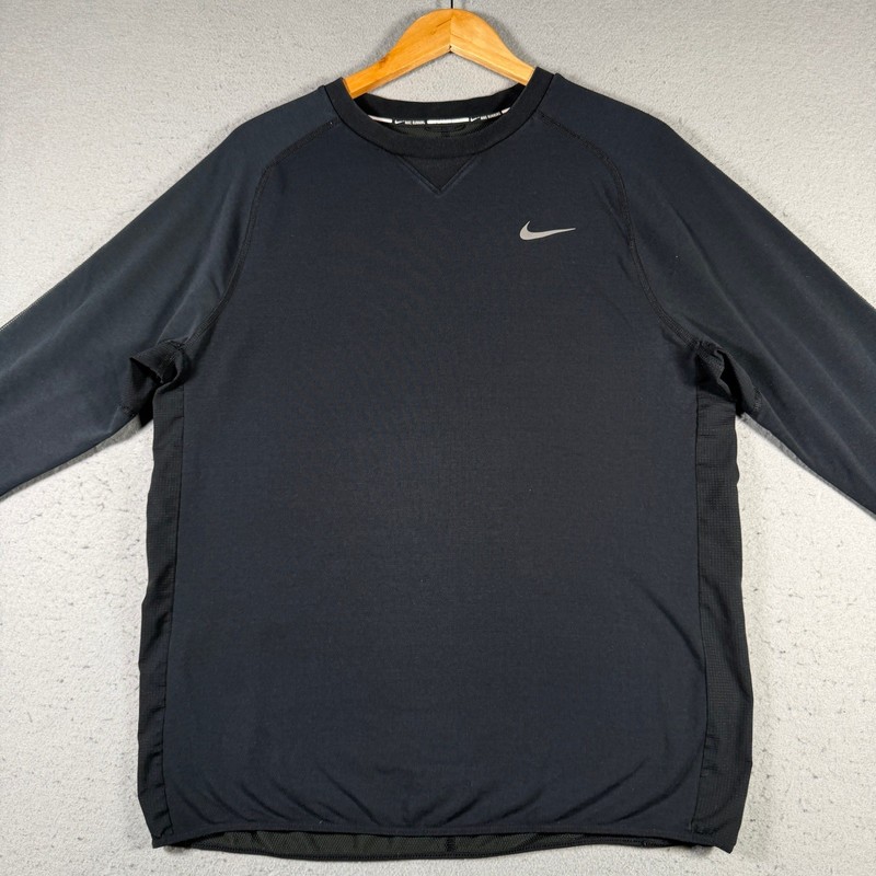 Nike Running Dri-FIT Black Long Sleeve Shirt Mens Large 642796-010 Thumbholes gallery