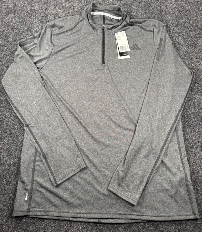 NWT Adidas Climacool Running Quarter Zip Pullover Gray Reflective Mens Large gallery