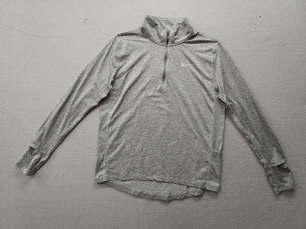 Nike Stride Men Dri-FIT 1/2-Zip Running Top M Gray Mock Neck Stretch Active