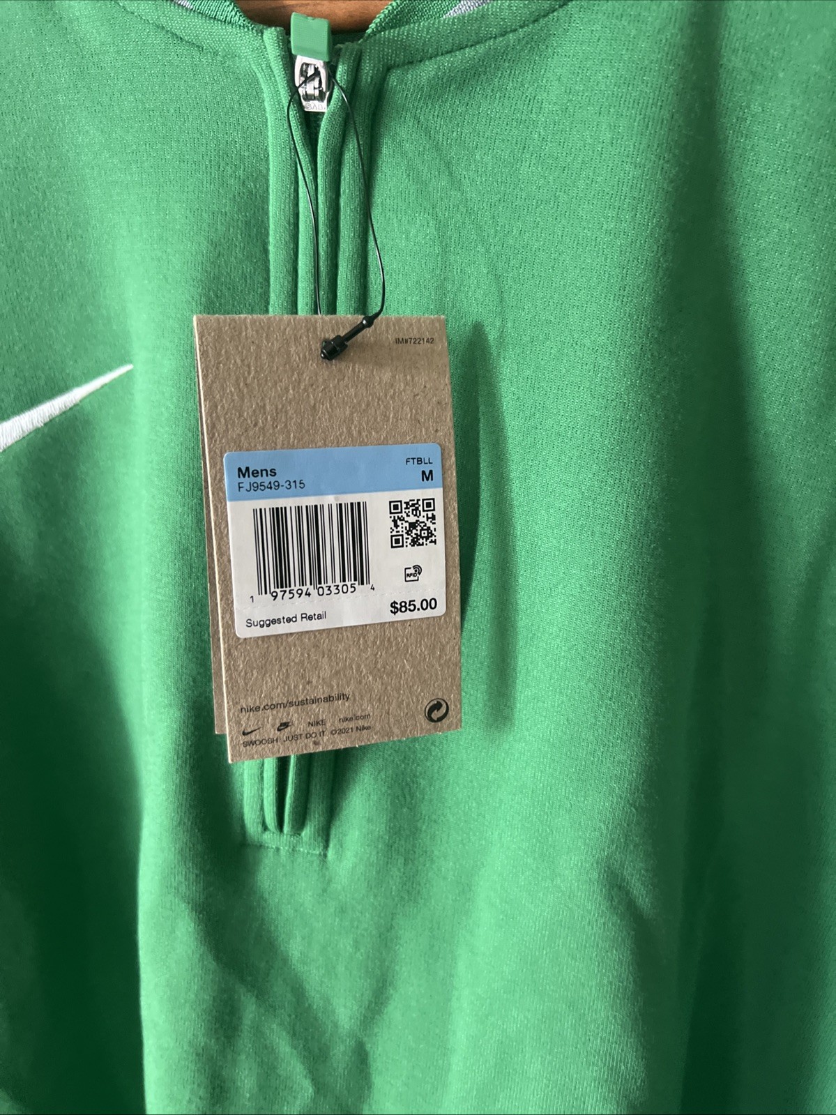 Nike Men’s Dri-FIT 1/4 Zip Pullover Top Green Gray Size Medium NWT FJ9549-315 gallery