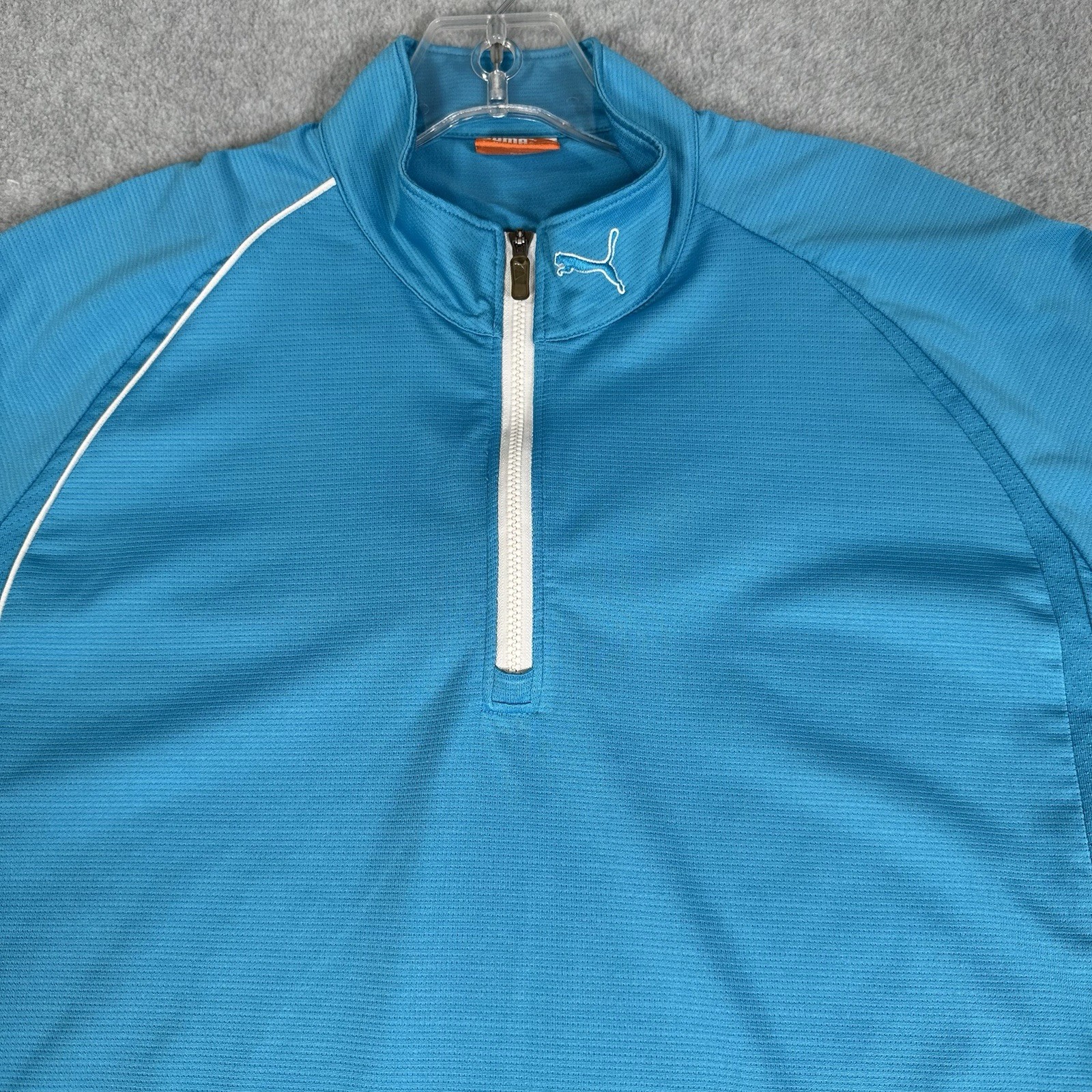PUMA Sport Lifestyle 1/4 Zip Shirt Men's Large 100% Polyester Activewear Teal gallery