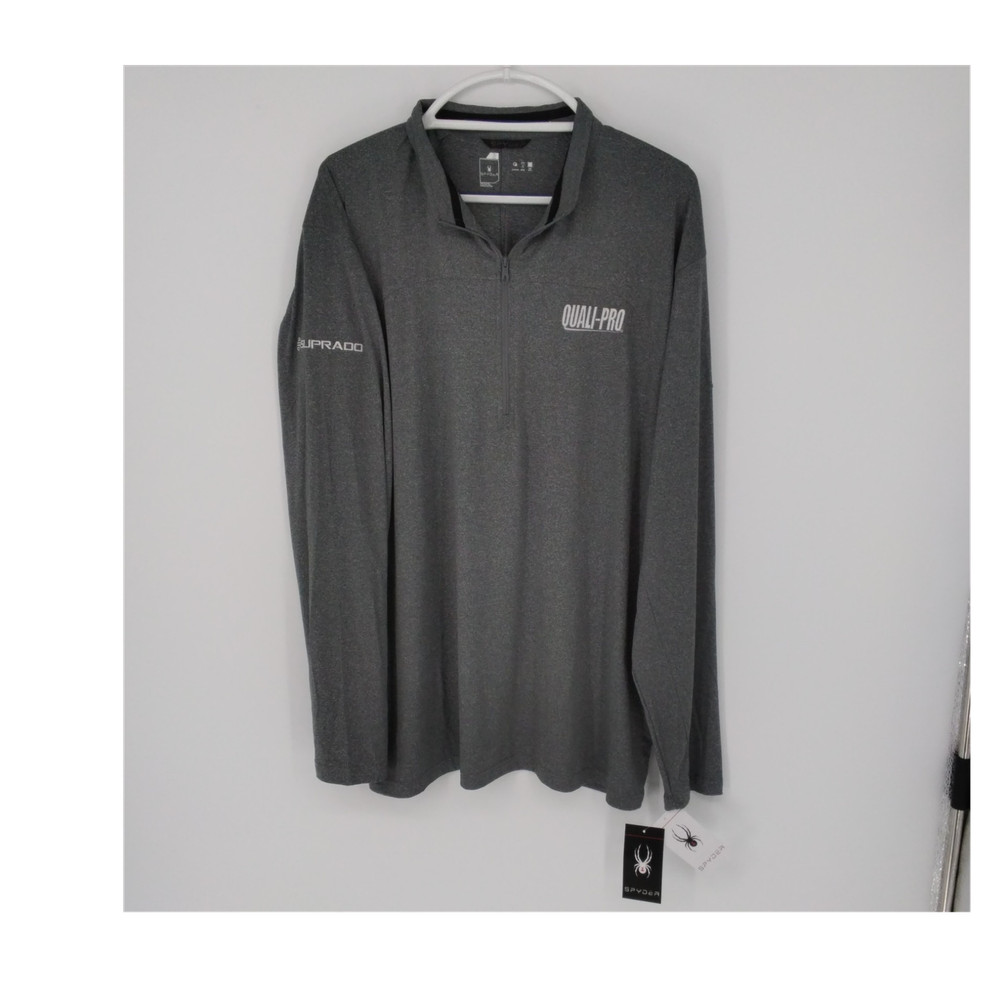 Spyder Quali-Pro Men's 2XL Gray 1/4 Zip Pullover Long Sleeve Activewear Top