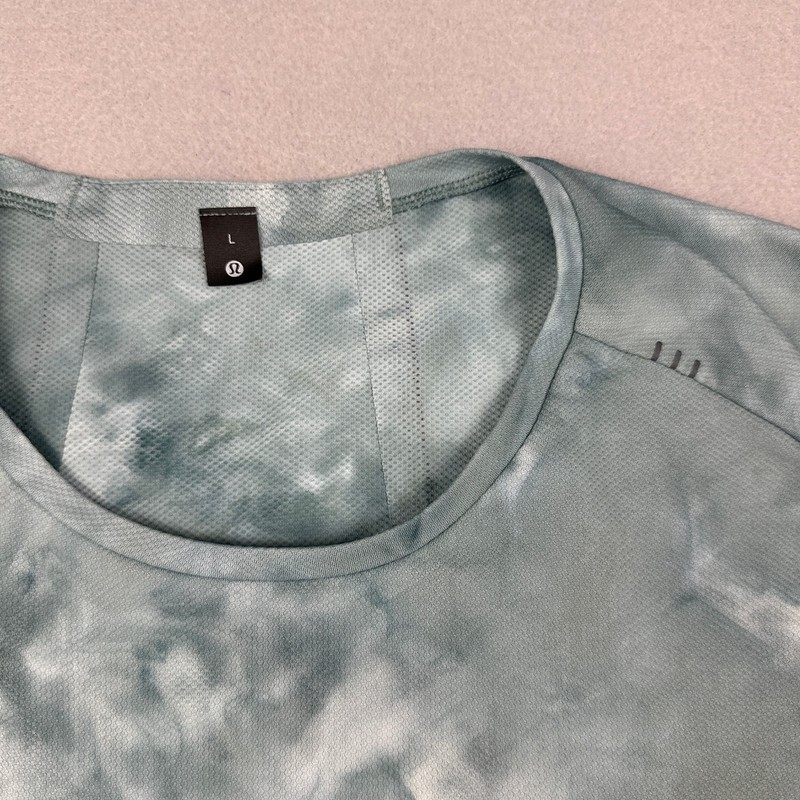Lululemon Shirt Men Large Sage Gray Tie Dye Seamless Fast & Free Running L gallery