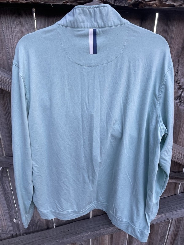 Rhoback Men’s Performance Quarter Zip Pullover Light Blue Heather Dog Logo Golf gallery