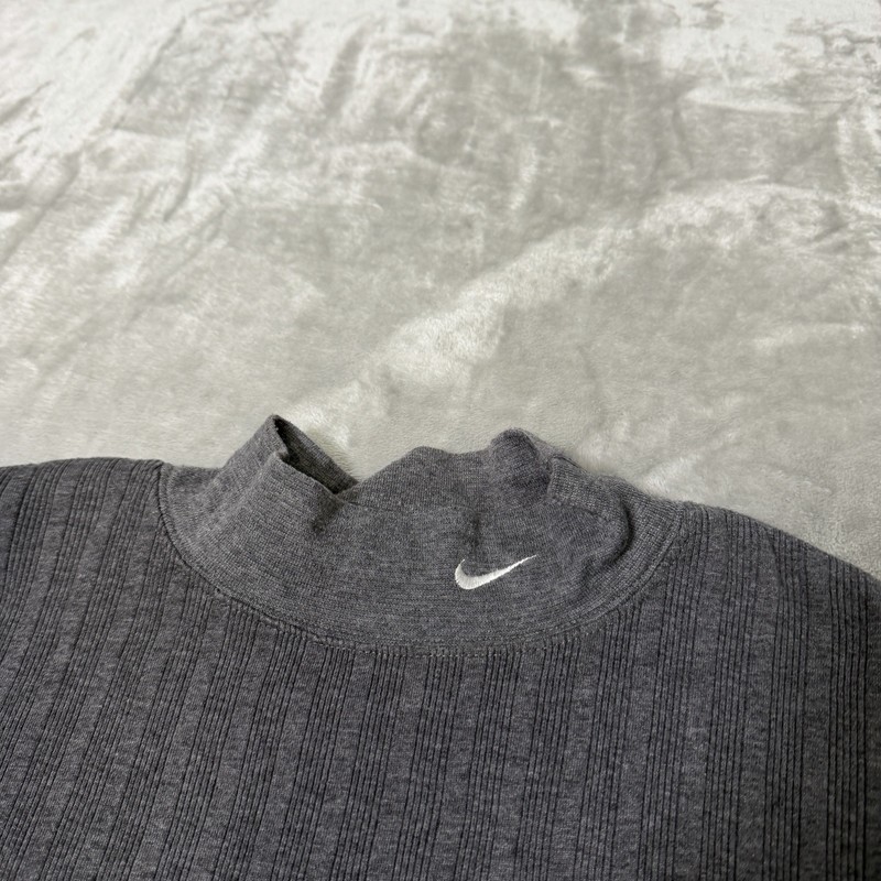 Vintage Nike Golf Gray Ribbed Knit Mock Neck Long Sleeve Shirt Men's Large gallery