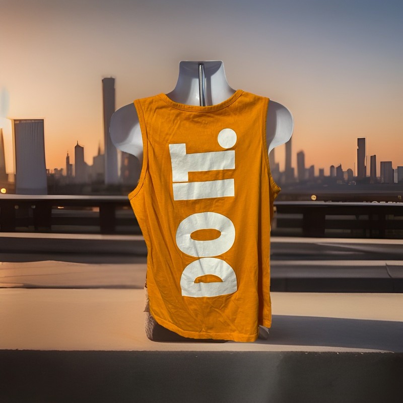 Nike Tank Top Just Do It Adult Large Orange White Spell Out Double Sided Running gallery