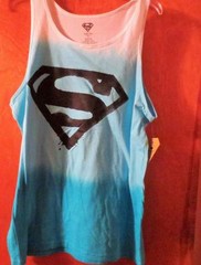 NWT DC Comics Superman Mens MEDIUM Turquoise Ombre Black Hero Tank T-Shirt