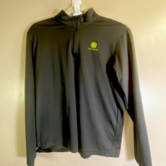 John Deere Black Lands End 1/4 Zip Performance Pullover Shirt Men’s Medium Golf