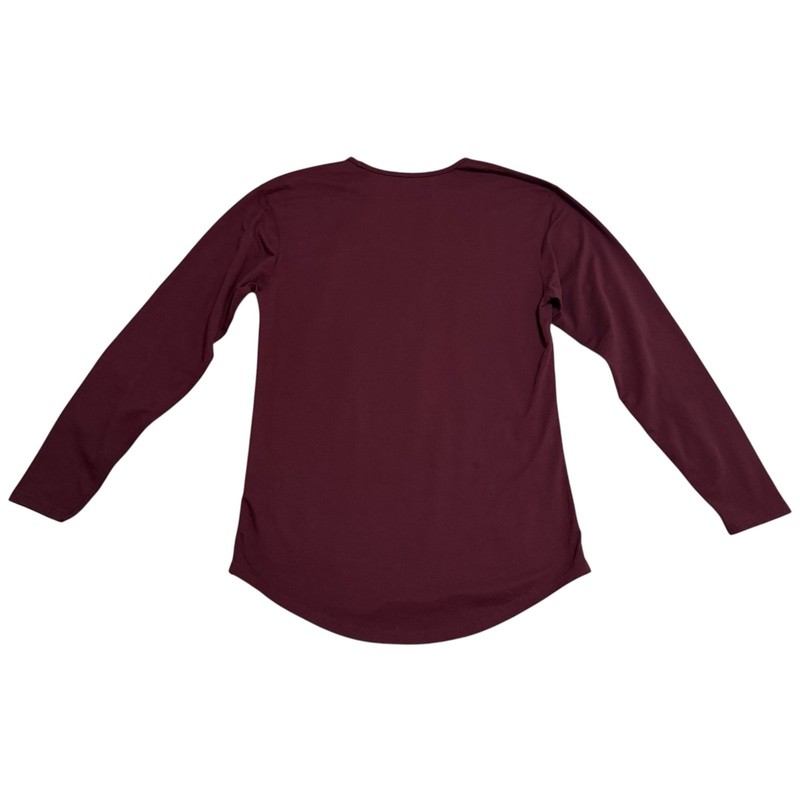 BYLT Basics Drop Cut Long Sleeve Performance Tee Shirt Maroon Burgundy Red Small gallery