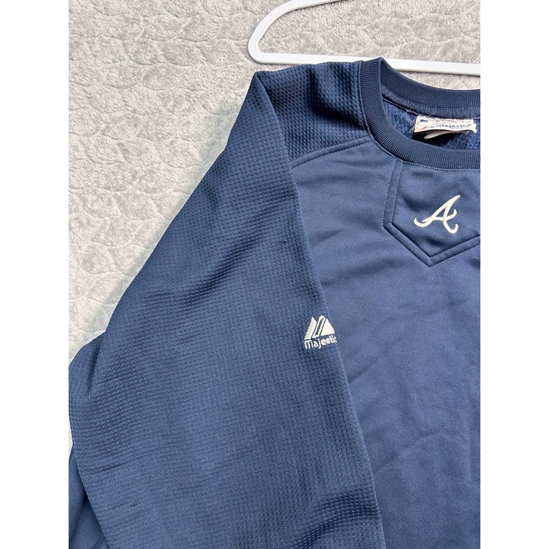 Majestic Atlanta Braves Authentic Therma Base Pullover Navy Blue Mens 42 Large gallery