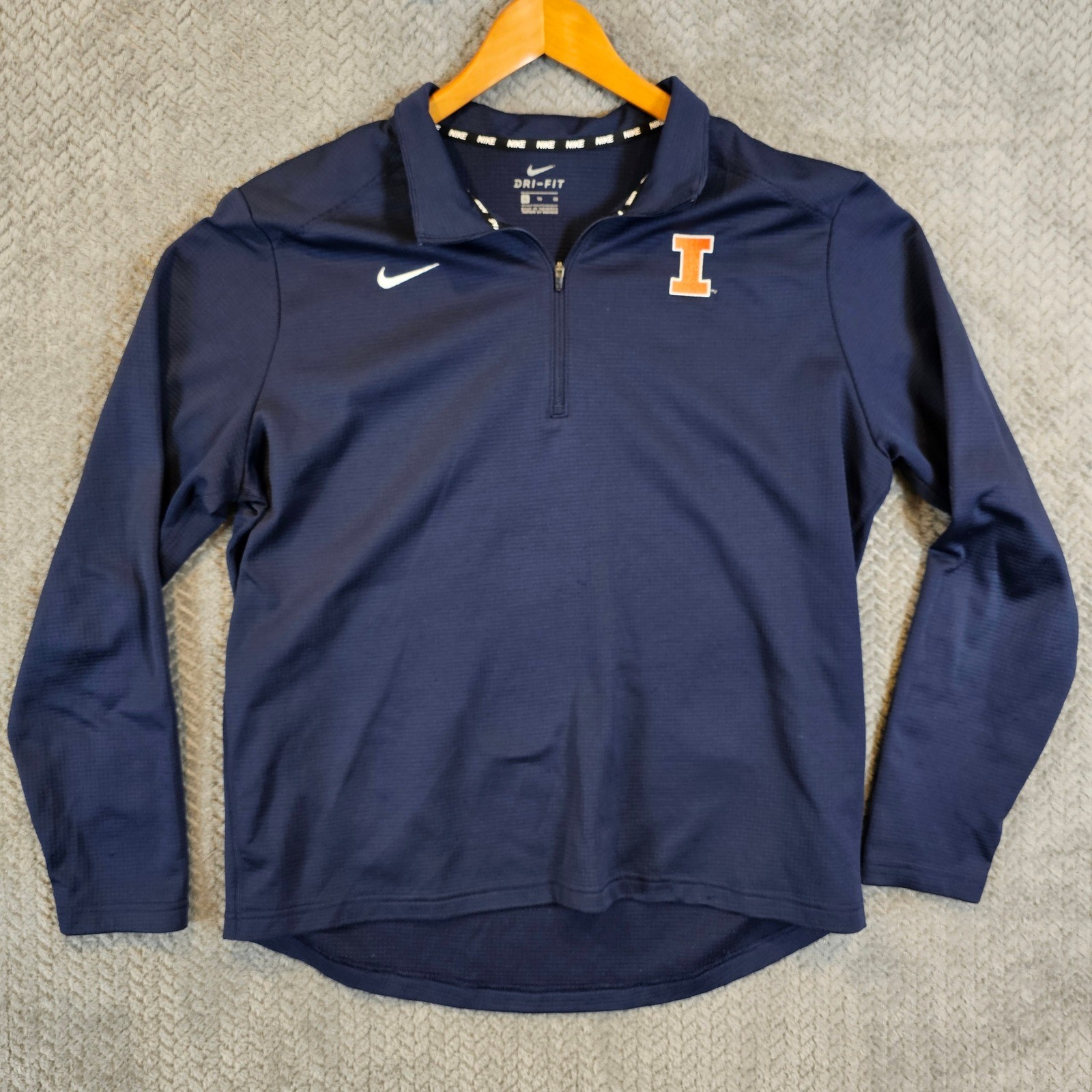 Nike Illinois Fighting Illini Dri-FIT Quarter Zip Pullover Mens XL Navy Blue gallery