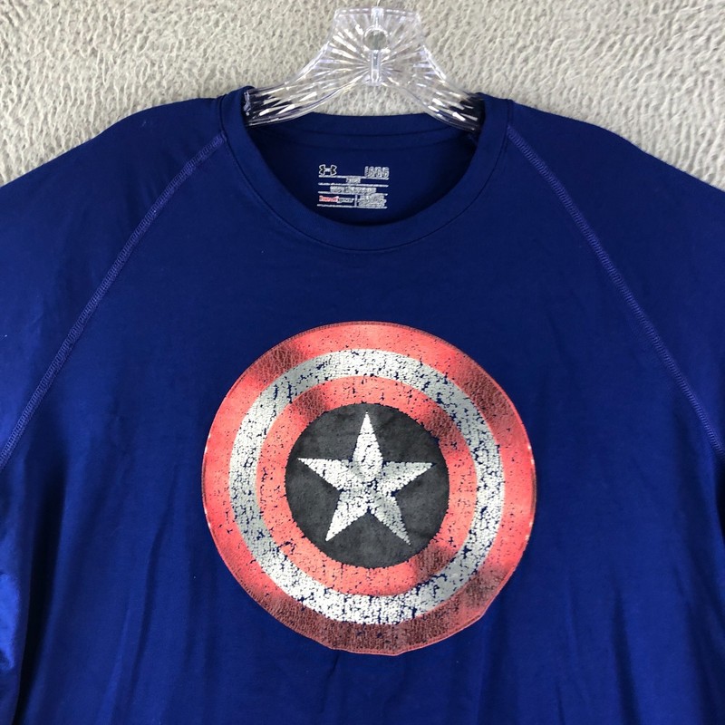Under Armour Alter Ego Captain America Shirt Men Large Short Sleeve Loose Read* gallery