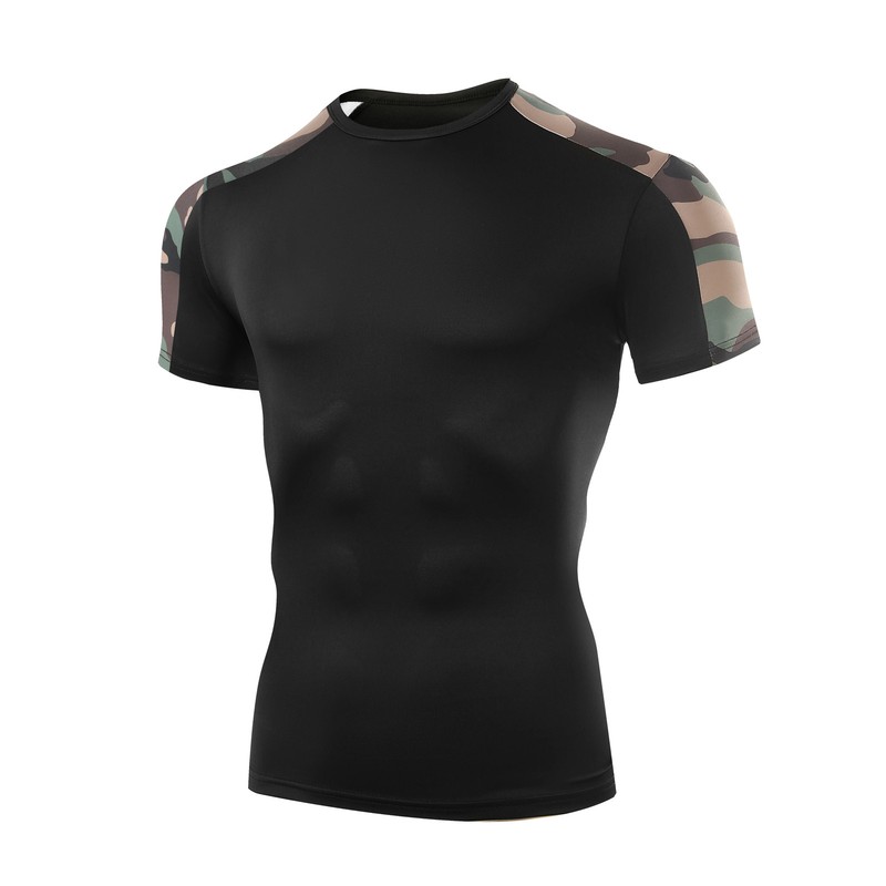 Men Camo Compression Running T-Shirt Gym Fitness Workout Skinny Sports Top Tee gallery