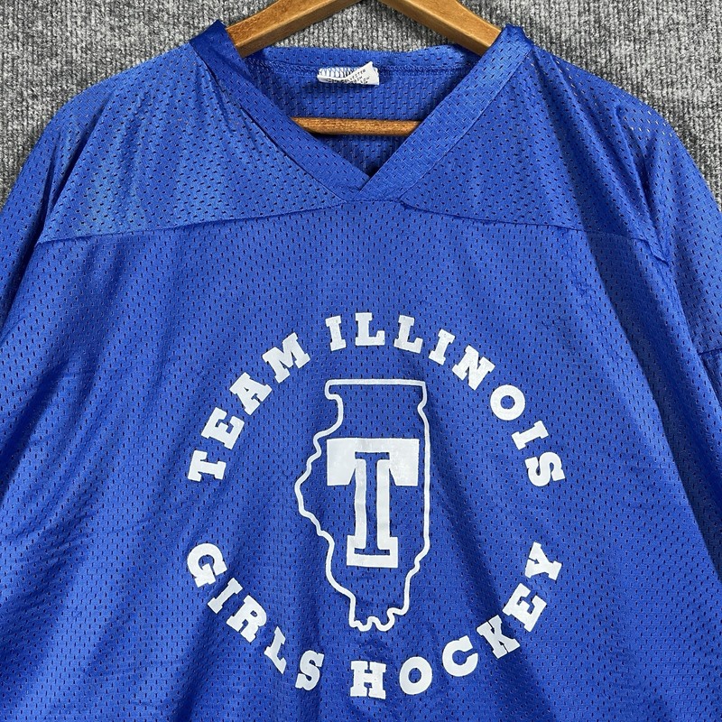 VINTAGE 90s Team Illinois Girls Hockey Jersey Mens Size XL Mesh K1 Sportswear gallery