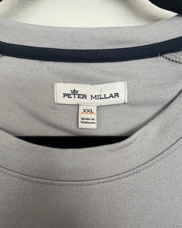 Peter Millar Performance Men's Crew Neck Long Sleeve Stretch Golf Tee Gray XXL gallery