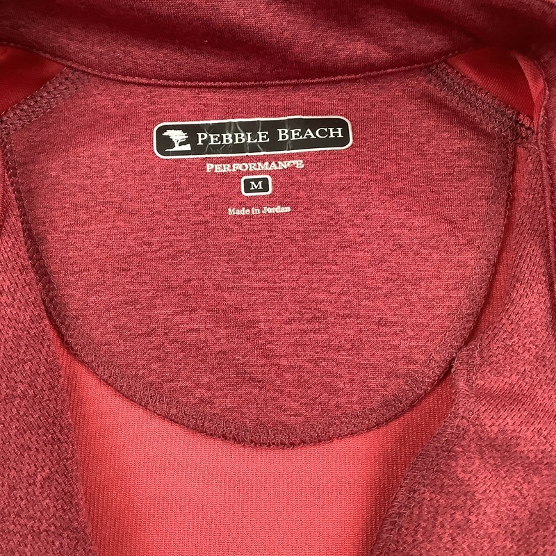 Pebble Beach Men’s Medium Performance 1/4 Zip Pullover Long Sleeve Burgundy Golf gallery