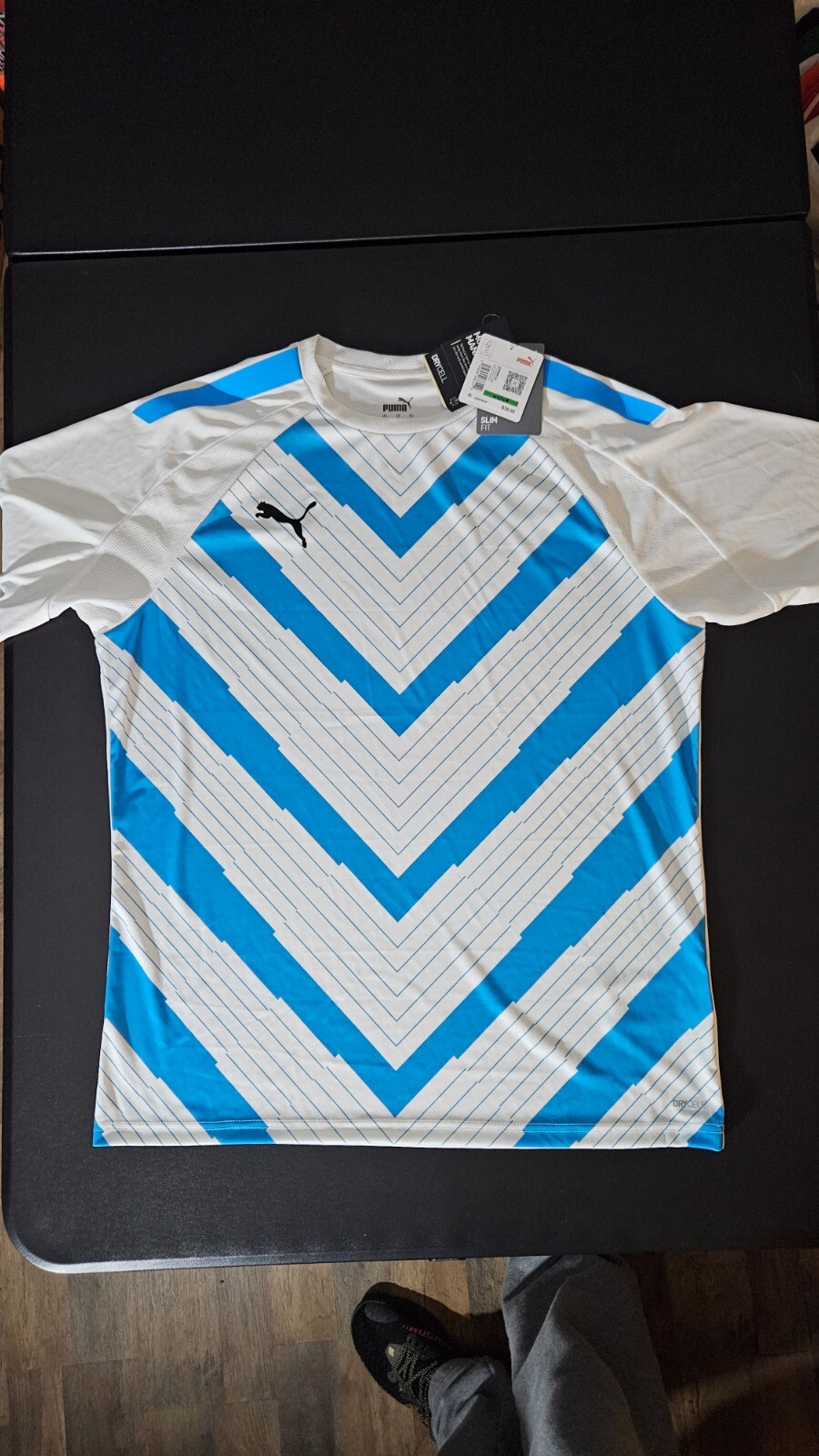 Puma DryCell Mens L Slim Team Liga Graphic Soccer Jersey Puma White-Ocean Dive gallery