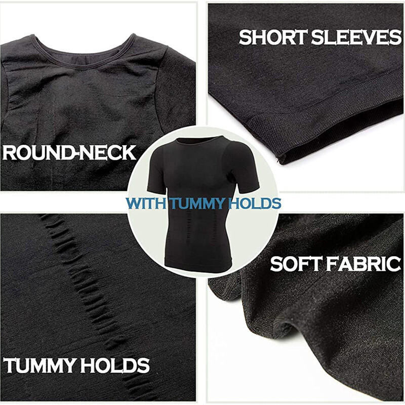 Men's Slimming Body Shaper Shirt Posture Corrector Vest Abdomen Compression Tops gallery