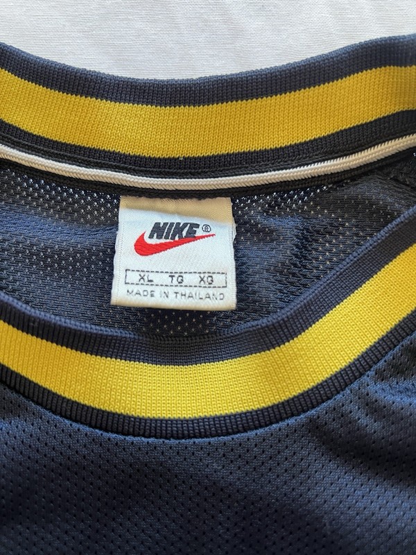 vintage 90s nike mesh ringer tee navy + gold unisex oversized xl y2k streetwear gallery