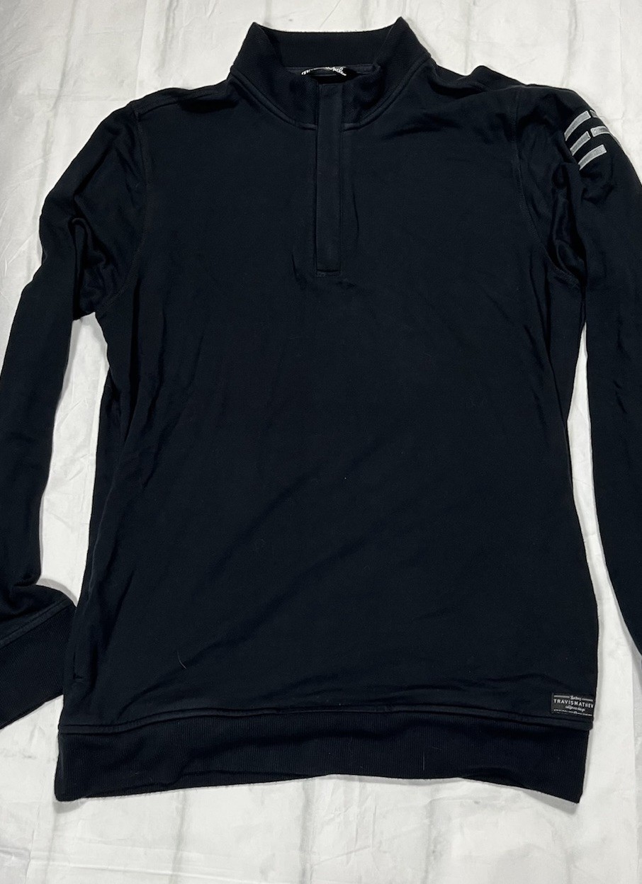 Preowned Black Long Sleeve Travis Mathew Newport 1/4 Zipper ER Logo Pullover gallery