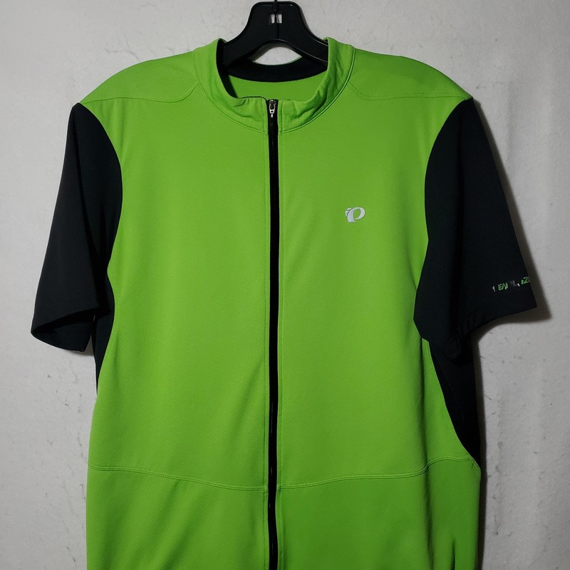 Pearl Izumi Cycling Jersey Mens XL Green Black Short Sleeve Full Zip Bike Shirt gallery