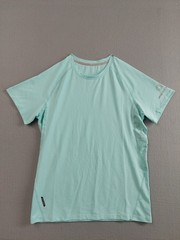 USK Running Men Shirt Turquoise Logo Crew Neck Raglan Sleeve Pullover Activewear