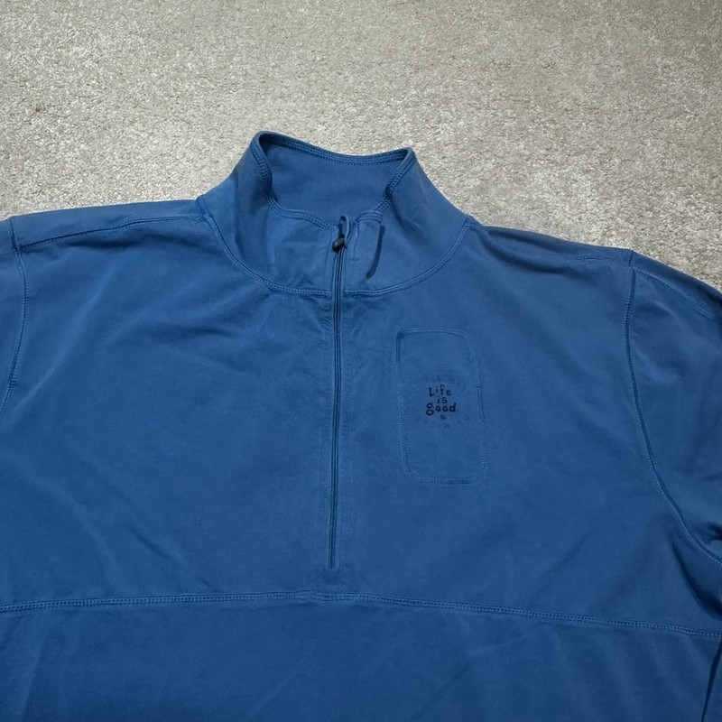 Life Is Good 1/4 Zip Pullover Mens Large Blue gallery