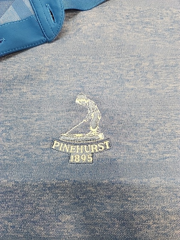 Pinehurst 1895 Logo Blue Polyester Golf Polo Shirt Mens Large Lightweight gallery