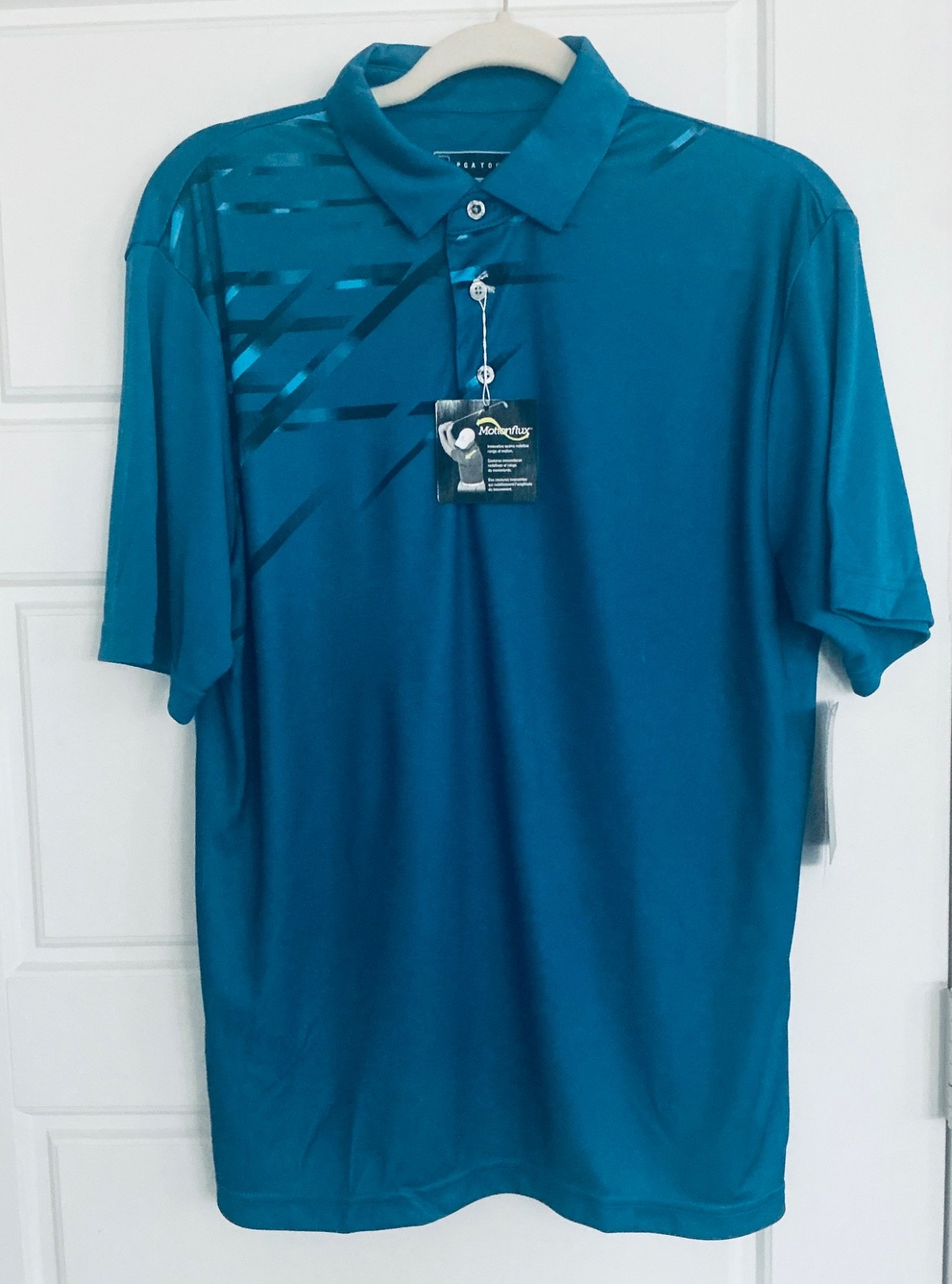 PGA Tour Golf Men’s Small Blue Motionflux Collared Short Slv Pullover Shirt NWT gallery
