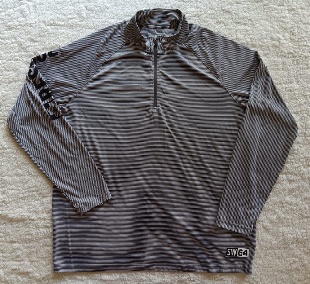 Under Armour Loose Heatgear Mens Medium Gray/White Striped Seaworld Rescue Shirt